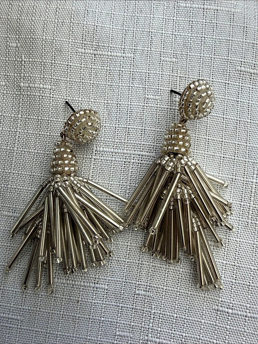 J.Crew Beaded Tassel Earrings Gold